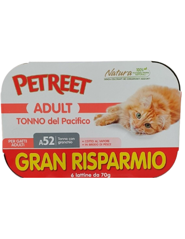 Petreet Natura Tonno del Pacifico con Granchio Gr.70 (5+1) Cibo Umido per Gatti