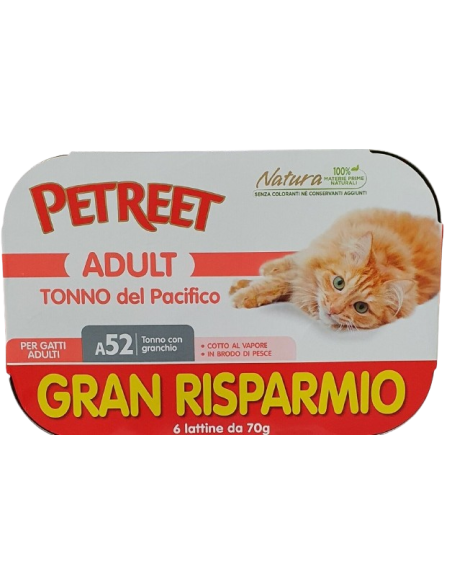Petreet Natura Tonno del Pacifico con Granchio Gr.70 (5+1) Cibo Umido per Gatti