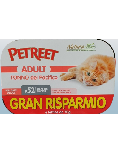 Petreet Natura Tonno del Pacifico con Granchio Gr.70 (5+1) Cibo Umido per Gatti