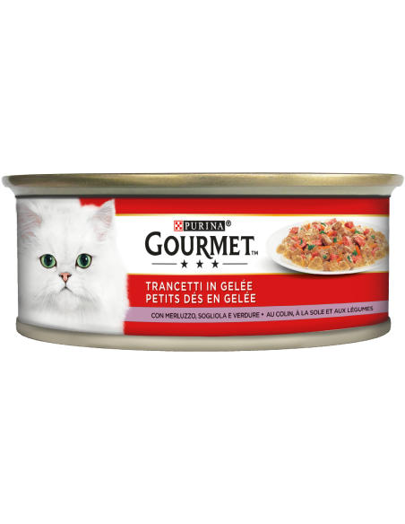 Gourmet Trancetti in Gelee Sogliola Merluzzo gr 195. Cibo Umido Per gatti .