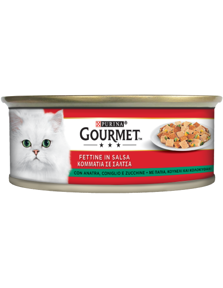 Gourmet Fettine Anatra Coniglio gr 195. Mangime Per Gatti.