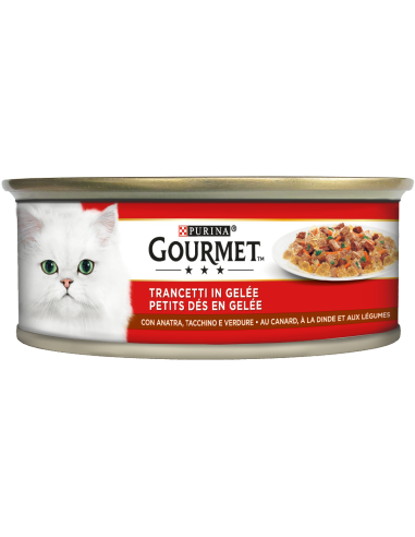 Gourmet Trancetti Geleè Anatra Tacchino e Verdure gr 195. Cibo Umido Per gatti