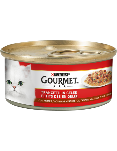 Gourmet Trancetti Geleè Anatra Tacchino e Verdure gr 195. Cibo Umido Per gatti