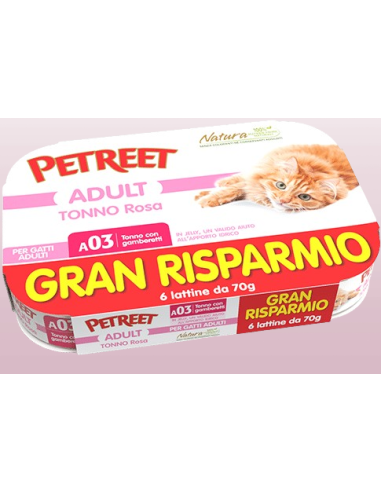 Petreet Natura Tonno Rosa E Gamberetti  Multipack  6. Cibo Umido Per Gatti.