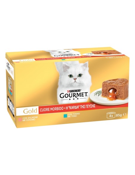 Gourmet Gold Cuore Morbido 4 x85 gr tonno e salmone . Alimento Per Gatti