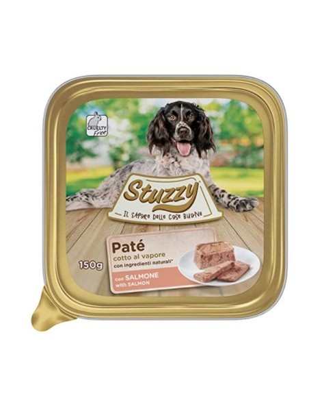 Mister Stuzzy, Cibo Umido per Cani Adulti al Gusto Salmone, Paté e Carni in Pezzi.