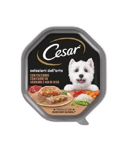 Cesar Selezione dell'Orto Tacchino Con Cuore Di Verdure Riso Gr150  Alimento  Per Cani