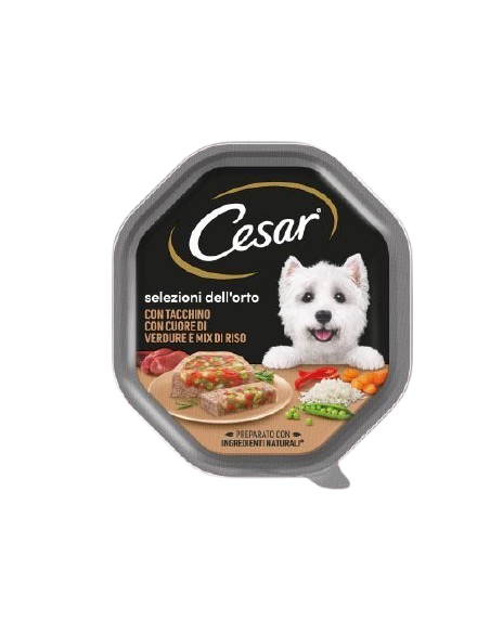 Cesar Selezione dell'Orto Tacchino Con Cuore Di Verdure Riso Gr150  Alimento  Per Cani