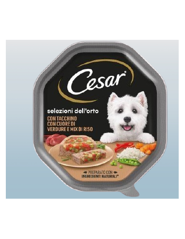 Cesar Selezione dell'Orto Tacchino Con Cuore Di Verdure Riso Gr150  Alimento  Per Cani