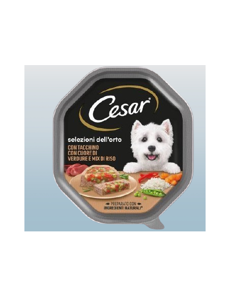 Cesar Selezione dell'Orto Tacchino Con Cuore Di Verdure Riso Gr150  Alimento  Per Cani