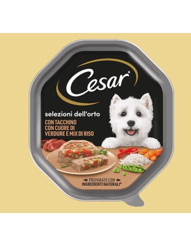 Cesar Selezione dell'Orto Tacchino Con Cuore Di Verdure Riso Gr150  Alimento  Per Cani