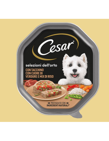 Cesar Selezione dell'Orto Tacchino Con Cuore Di Verdure Riso Gr150  Alimento  Per Cani