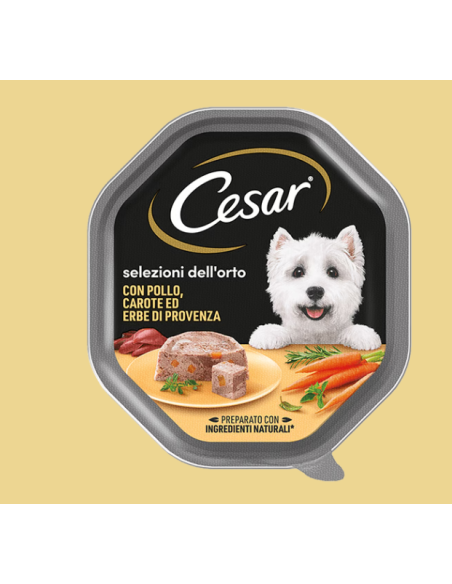 Cesar Selezione Dell'Orto Pollo Carote Erba  di Provenza gr. 150 . Alimento  Per Cani
