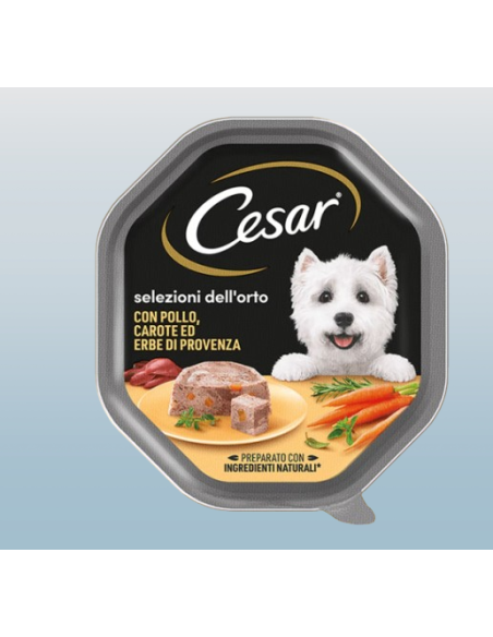 Cesar Selezione Dell'Orto Pollo Carote Erba  di Provenza gr. 150 . Alimento  Per Cani