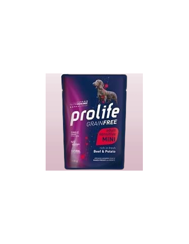 Prolife Grain Free Adult Mini Sensitive Beef and Potato (Manzo e Patate) Gr.100 Cibo Umido per Cani.