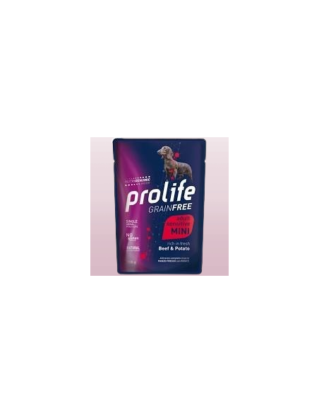 Prolife Grain Free Adult Mini Sensitive Beef and Potato (Manzo e Patate) Gr.100 Cibo Umido per Cani.