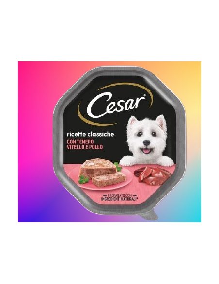 Cesar con Tenero Vitello e pollo gr 150 . Alimento  Per Cani