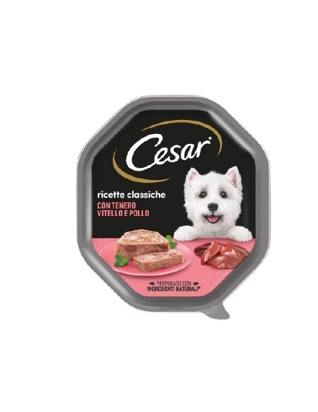 Cesar con Tenero Vitello e pollo gr 150 . Alimento  Per Cani