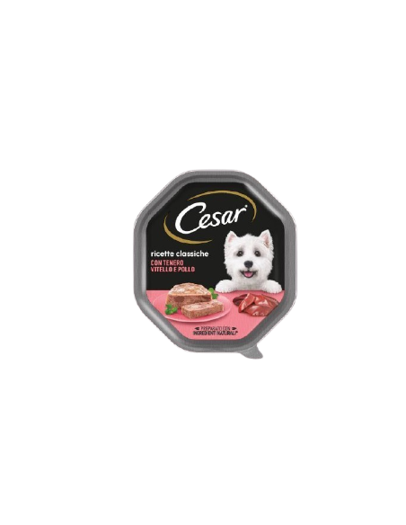 Cesar con Tenero Vitello e pollo gr 150 . Alimento  Per Cani
