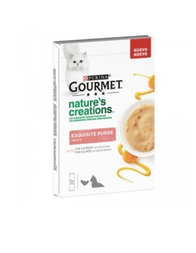 Gourmet Nature's Creation's exquisite puree SALMONE E CAROTE 5X10 GR. Cibo Umido per gatti