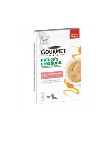 Gourmet Nature's Creation's exquisite puree SALMONE E CAROTE 5X10 GR. Cibo Umido per gatti