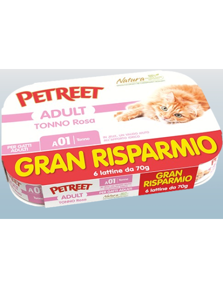 Petreet Natura Tonno Rosa Multipck 5+1 Omaggio. Mangime Per Gatti
