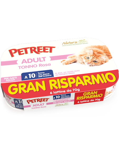 Petreet Natura Tonno Rosa Con Pesce Ocenao Multipack 5+1. Cibo Umido Per Gatti
