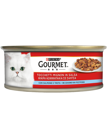 Gourmet Tocchetti Salmone e Trota gr 195. Cibo Umido Per gatti