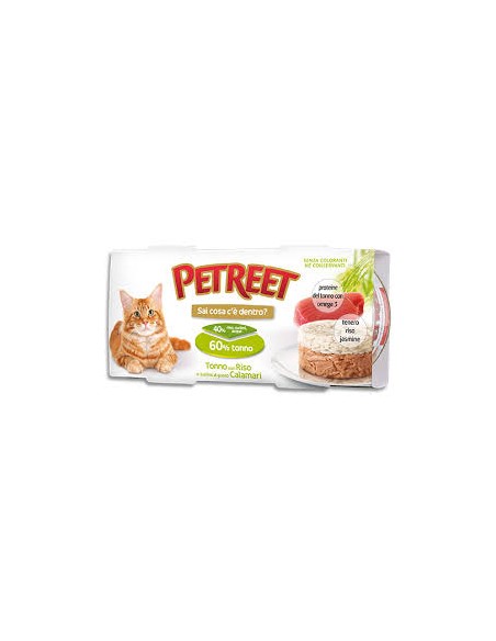 Petreet Tonno Riso e Calamari Gr.170 Cibo Umido per Gatti