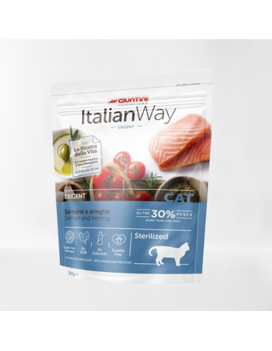 Italian Way gatto sterlizzato   Salmone e Aringhe gr.300. Cibo Secco per gatti
