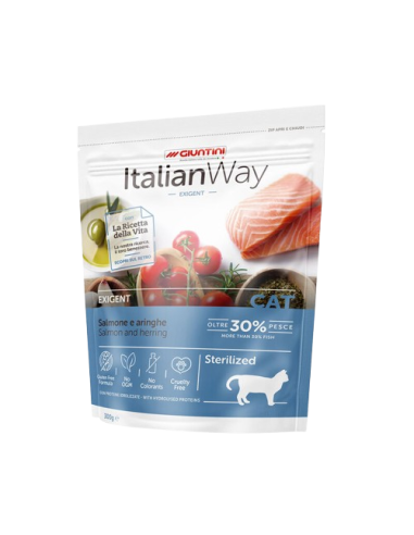 Italian Way gatto sterlizzato   Salmone e Aringhe gr.300. Cibo Secco per gatti
