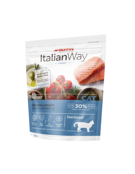 Italian Way gatto sterlizzato   Salmone e Aringhe gr.300. Cibo Secco per gatti