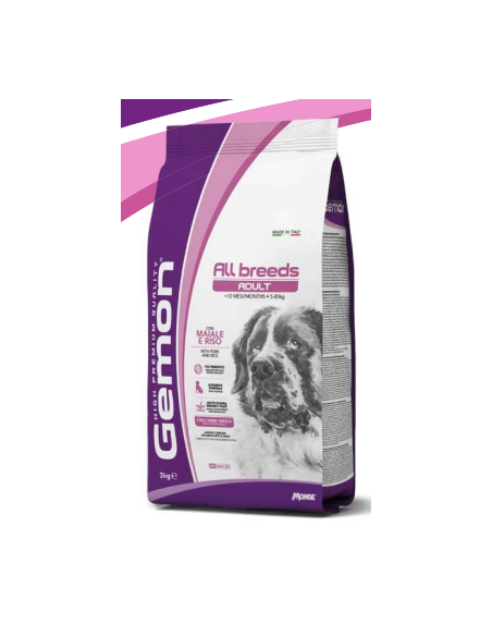 Gemon Medium Adult Maiale e Riso kg 3. Crocchette per cani