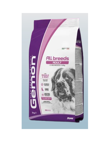 Gemon Medium Adult Maiale e Riso kg 3. Crocchette per cani