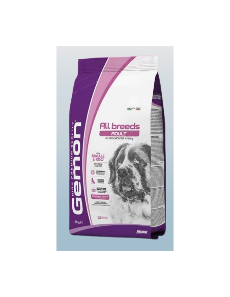 Gemon Medium Adult Maiale e Riso kg 3. Crocchette per cani