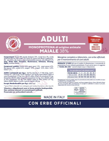 Vet Line Adulti Maiale kg.12,5. Crocchette per cani