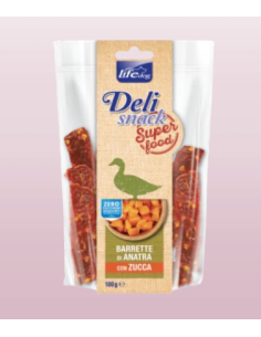 LIFE Dog Delisnack Superfood Barrette di Anatra con Zucca gr.100.Snack per cani