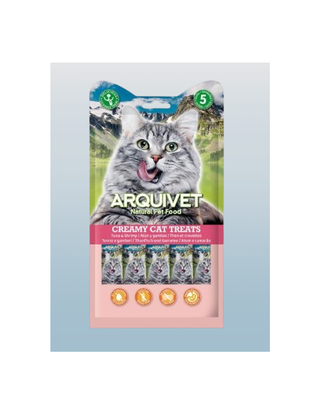 Arquivet Snack Liquido Gatto Al Tonno e Gamberi 5 pezzi. Snack per Gatti.