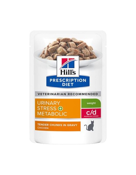 Hill's Feline c/d Urinary Stress Pollo Busta + Metabolic gr 85. Diete . Cibo Umido Per Gatti