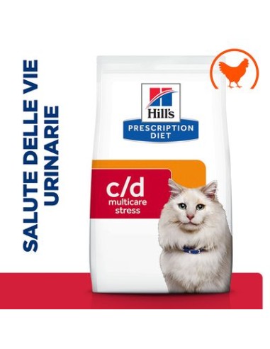 Hill's Feline c/D Urinary Stress Pollo kg 1,5. Diete Cibo Secco Per gatti