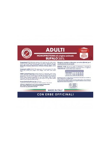 Vet Line Adulti Bufalo kg.12,5.Crocchette per cani