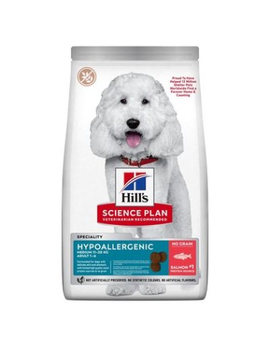 HILL'S can.Adult Hypoallergenic Medium Salmone No Grain kg.2,5.Crocchette per cani