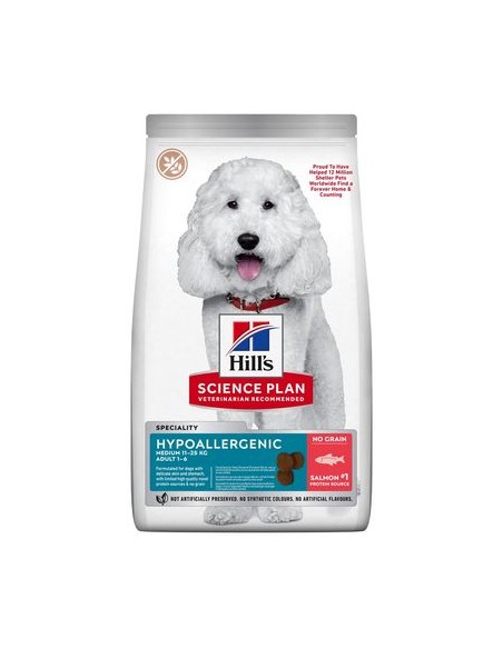 HILL'S can.Adult Hypoallergenic Medium Salmone No Grain kg.2,5.Crocchette per cani