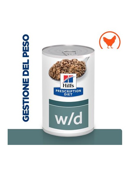 Hill's Diabetes Care w/d . con Pollo Gr 370.  Diete Per cani