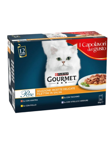 Gourmet Perle  Mulitpack Selezione Carni Delicate 12X85GR.Cibo Umido per gatti