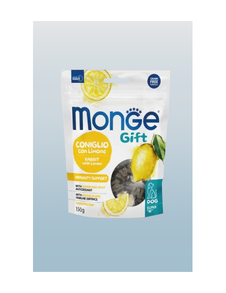 Monge Gift Dog Super M Immunity Support Coniglio con Limone gr.150. Snack per cani