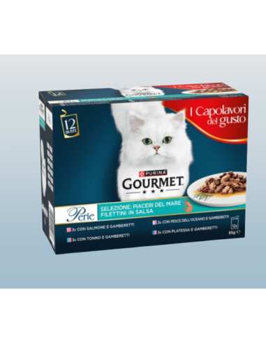 Gourmet Perle  Mulitpack Piaceri del Mare 12X85GR.Cibo Umido per gatti .