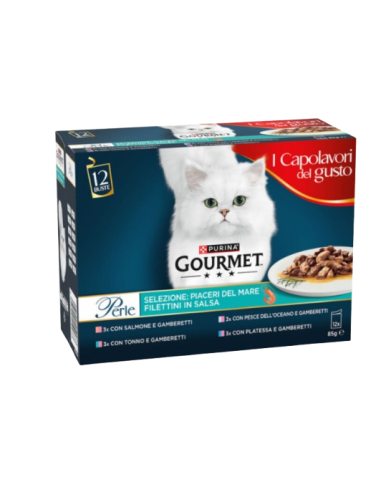 Gourmet Perle  Mulitpack Piaceri del Mare 12X85GR.Cibo Umido per gatti .