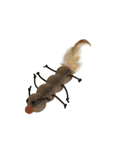 Bruco In Cartone con Piuma . Giochi per gatti