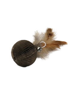 Palla In Cartone Con Piuma e Campanellino. Giochi Per Gatti